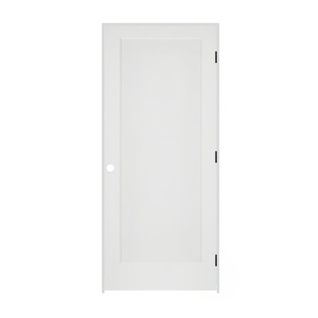 Trimlite 34"x80"x13/8" Primed 1Panel Interior Flat Panel Door Ovolo Bead 71/4" LH Prehung Door Black Hinges 2168pri8020LH1D714